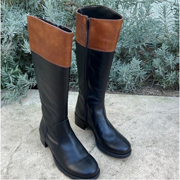 David Tate Shoes - David Tate Women's Rider Black & Brown Leather Boots Size 7